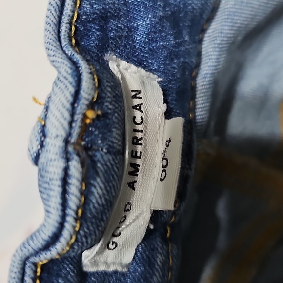 Good American Raw Hem Skinny High Waist Blue Jeans Size 00-4 - Picture 3 of 5